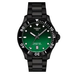 Reloj  Tissot Seastar 1000 Quartz negro y esfera verde T1204103309100.