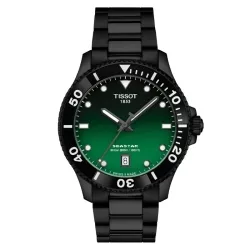Reloj  Tissot Seastar 1000 Quartz negro y esfera verde T1204103309100.