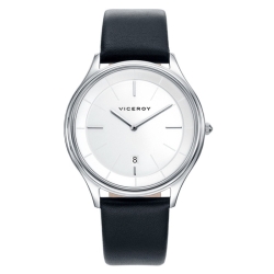 Reloj Viceroy Air de hombre, esfera plateada y correa de piel negra, 471045-07.