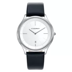 Reloj Viceroy Air de hombre, esfera plateada y correa de piel negra, 471045-07.