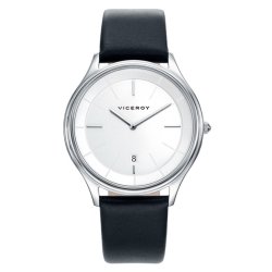 Reloj Viceroy Air de hombre, esfera plateada y correa de piel negra, 471045-07.