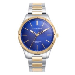 Reloj Viceroy Grand de hombre acero bicolor y esfera azul, 401385-37.