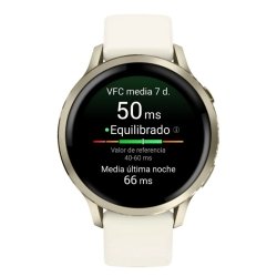Reloj inteligente Garmin Venu® 4 - 41 mm bisel dorado y correa blanca, 010-03013-00.