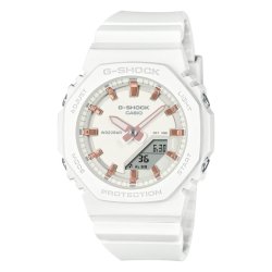 Reloj G-Shock de mujer en blanco y detalles rosé, GMA-P2100M-7AER.