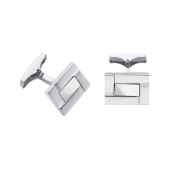 Gemelos rectangulares en plata de Durán Exquse con nácar, 00074093.