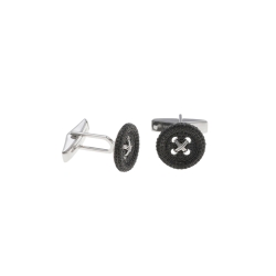 Gemelos botón en plata y cirtonitas negras Salvatore Plata, 195H0006.