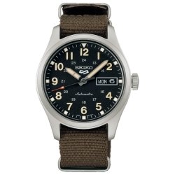 Reloj Seiko 5 Sports automático correa NATO verde kaki, 36 mm, SRPJ85K1.
