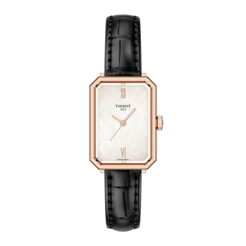 Reloj Tissot SRV esfera nácar, caja rosada y correa T1601103611300.