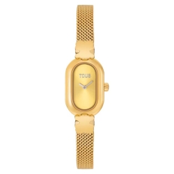 Reloj Tous Oval Icon en acero dorado y malla milanesa, 3000145200.