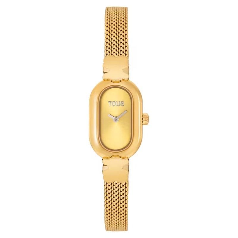 Reloj Tous Oval Icon en acero dorado y malla milanesa, 3000145200.