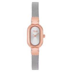 Reloj Tous Oval Icon acero bicolor rosé y malla milanesa, 3000145400.