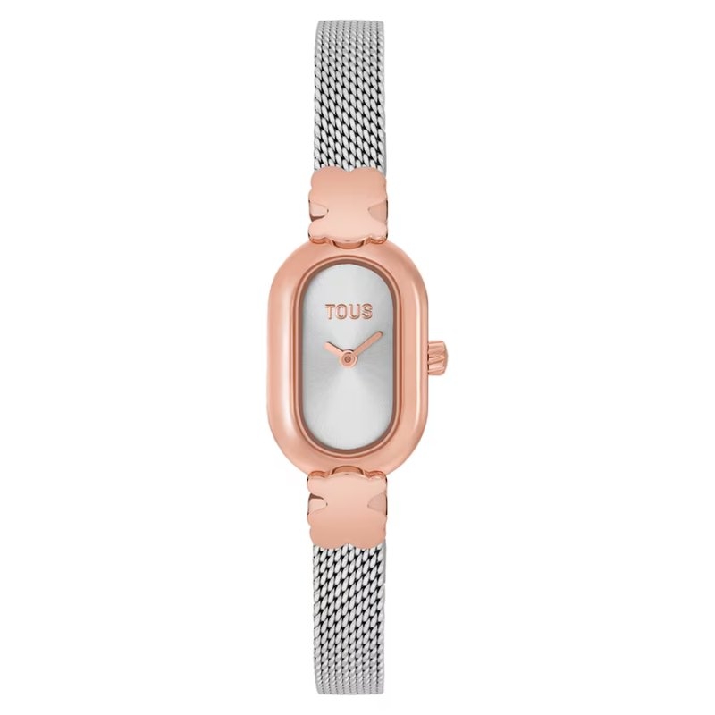 Reloj Tous Oval Icon acero bicolor rosé y malla milanesa, 3000145400.