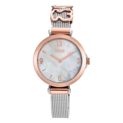 Reloj Tous Icon Charm bicolor rosé con esfera nácar, 3000144500.
