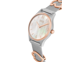 Reloj Tous Epic Icon Mesh bicolor rosé y esfera nácar, 3000143900.