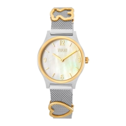Reloj Tous Epic Icon Mesh esfera nácar y motivos dorados, 3000136000.