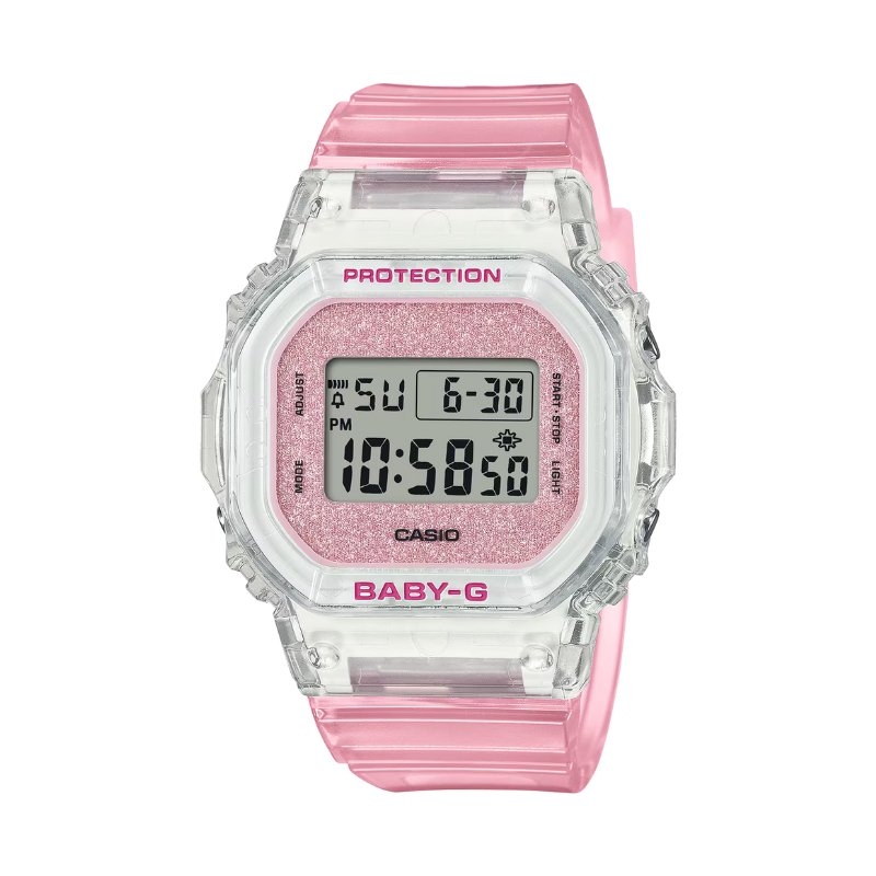 Reloj Casio Baby-G digital en rosa con brillantina, BGD-565GC-4ER.