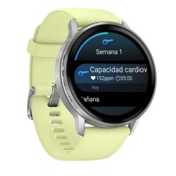 Reloj Garmin Venu® 4 45 mm, plateado y correa amarilla 010-03014-02.