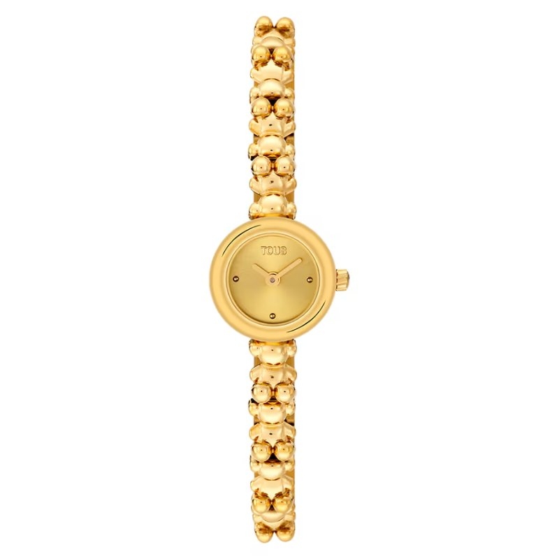 Reloj Tous Bold Bear Round dorado con brazalete de osos, 3000143200.