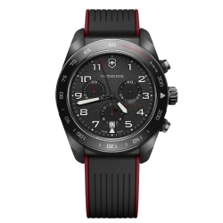 Reloj Victorinox Swiss Army cronógrafo y correa negra/roja, V242051.