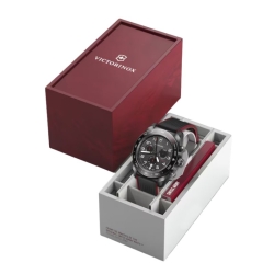 Reloj Victorinox Swiss Army cronógrafo y correa negra/roja, V242051.