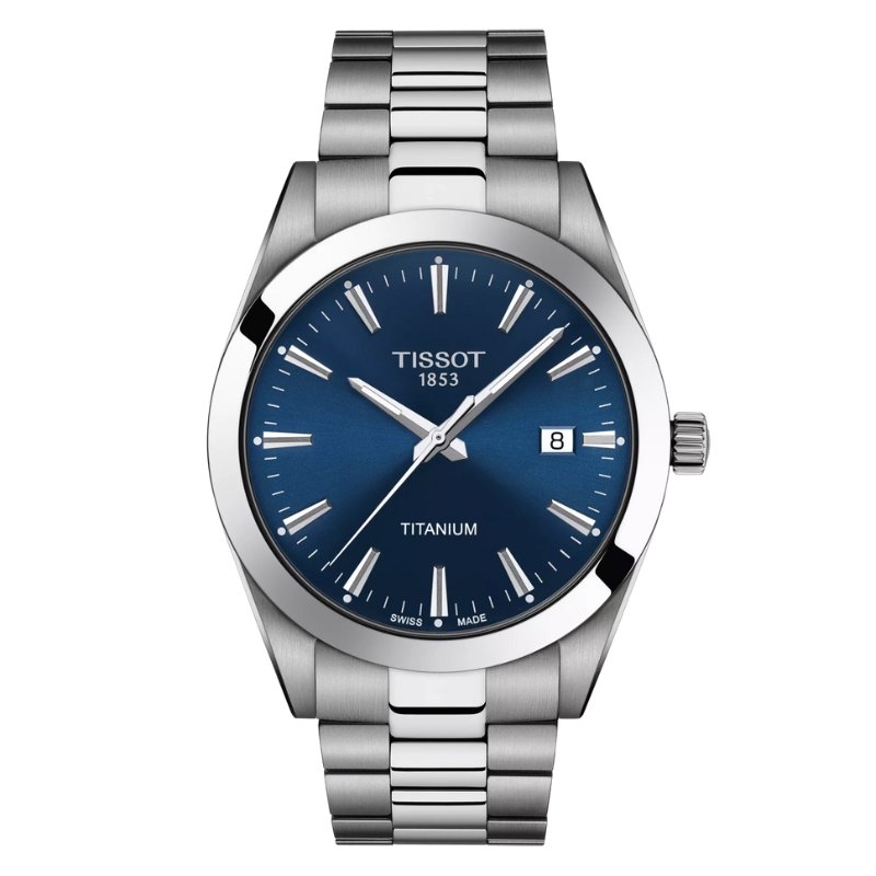 Reloj Tissot Gentleman Titanium esfera azul y 40 mm, T1274104404100.