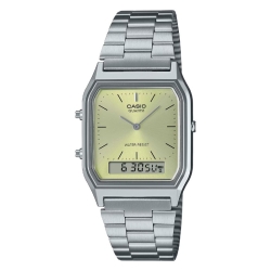 Reloj Casio Edgy unisex plateado y esfera verde, AQ-230A-9AMQYES.