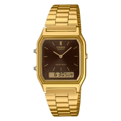 Reloj Casio Edgy unisex, dorado y esfera marrón, AQ-230GA-5AMQYES.