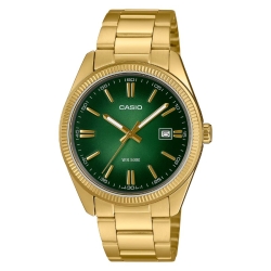 Reloj Casio de hombre dorado con esfera verde, MTP-1302PGC-3AVEF.