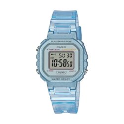 Reloj Casio Pop infantil correa transparente azul, LA-20WHS-2AEF.