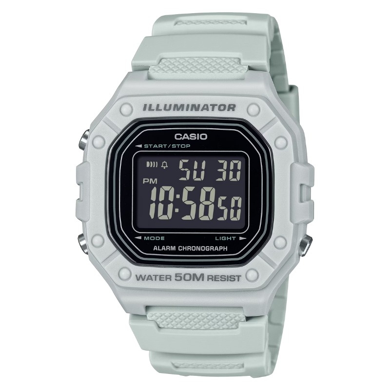 Reloj Casio Iluminator digital de hombre en resina gris, W-218H-8BVEF.