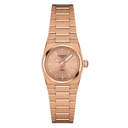 Reloj Tissot PRX en acero rosé y diamantes, 25 mm, T1370103350600.