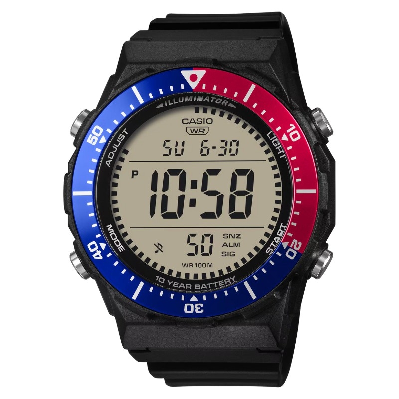 Reloj Casio Iluminator digital negro bisel rojo/azul, AE-1700H-1A2VEF.