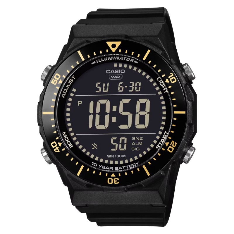Reloj Casio Iluminator digital negro y detalles amarillos, AE-1700H-1BVEF.