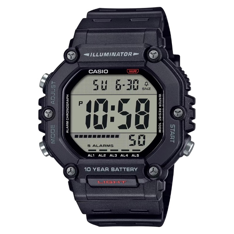 Reloj Casio Iluminator para hombres, digital en negro, AE-1600H-1AVEF.