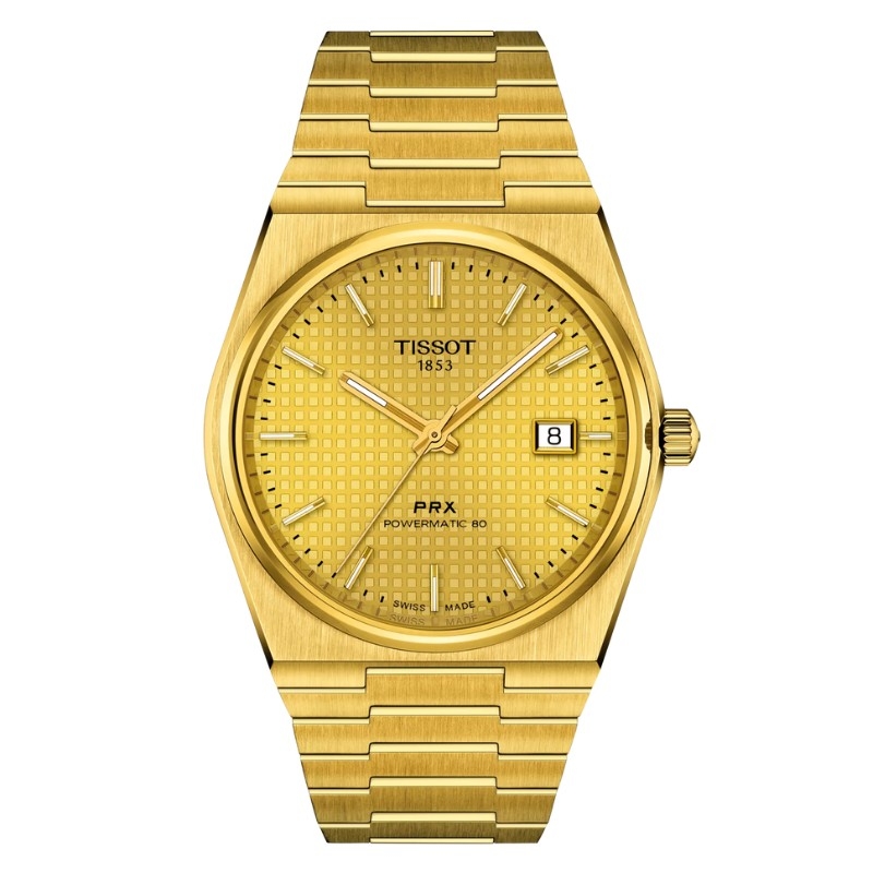 Reloj Tissot PRX Powermatic 80 dorado de 40 mm, T1374073302100.
