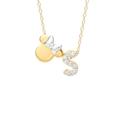 Colgante en plata dorada Disney letra S y Minnie, NS00061TZWL-S.CS.