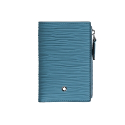 Cartera vertical Montblanc 4810 con cremallera en piel azul, 199345.