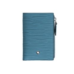 Cartera vertical Montblanc 4810 con cremallera en piel azul, 199345.