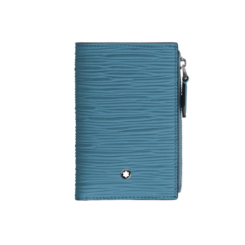 Cartera vertical Montblanc 4810 con cremallera en piel azul, 199345.