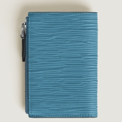 Cartera vertical Montblanc 4810 con cremallera en piel azul, 199345.