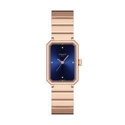 Reloj Tissot SRV rectangular, rosado y esfera azul, T1601103304600.