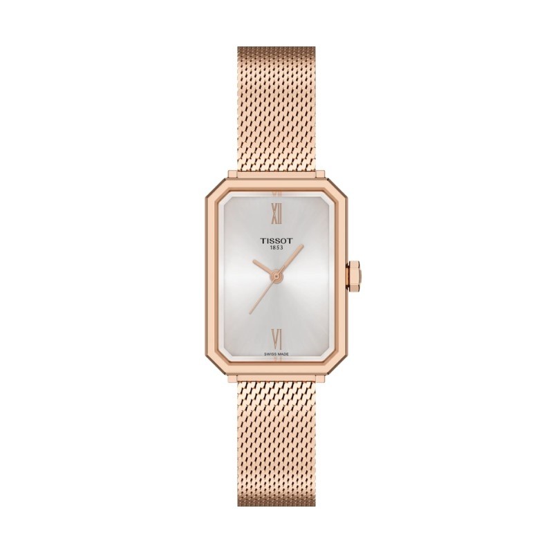 Reloj Tissot SRV de mujer rosado con malla milanesa, T1601103303300.