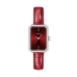 Reloj Tissot SRV de mujer, caja rectangular y en rojo, T1601101642300.