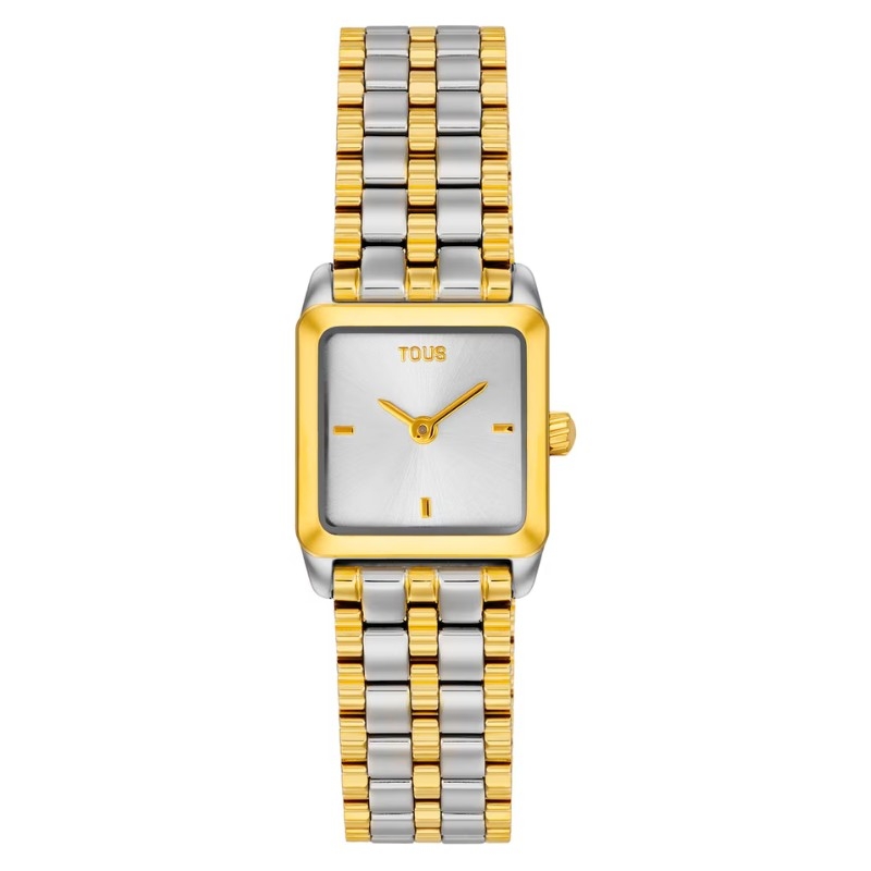 Reloj Tous 1950 de mujer bicolor y caja cuadrada pequeña, 3000150100.