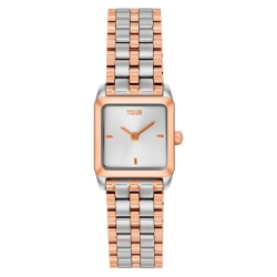 Reloj Tous 1950 de mujer cuadrado y bicolor rosado, 3000150200.