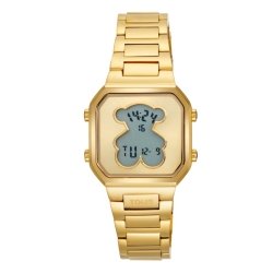 Reloj digital Tous D-Bear Mini cuadrado en dorado IPG, 3000148200.