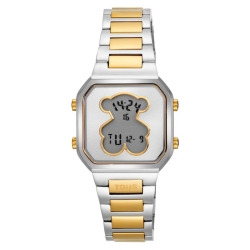 Reloj digital Tous D-Bear Mini cuadrado en bicolor dorado, 3000148300.