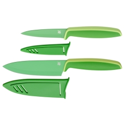 Juego de 2 cuchillos de cocina verde, en acero inoxidable, WMF