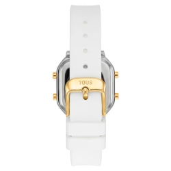 Reloj Tous digital Gemas XPRESurSLF dorado correa blanca, 3000150700.