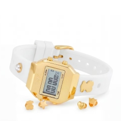 Reloj Tous digital Gemas XPRESurSLF dorado correa blanca, 3000150700.